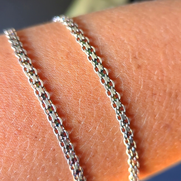 Italian silver flat chain necklace - Picture 5 of 7